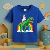 Unicorn Riding T Rex Dinosaur Rainbow Gift Toddler T-Shirt thumb 3
