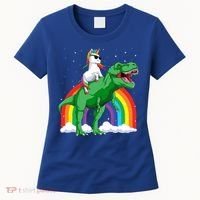 Unicorn Riding T Rex Dinosaur Rainbow Gift Women's T-Shirt thumb 0