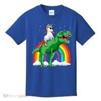Unicorn Riding T Rex Dinosaur Rainbow Gift Kids T-Shirt thumb 0