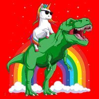 Unicorn Riding T Rex Dinosaur Rainbow Gift Santa Hat thumb 1