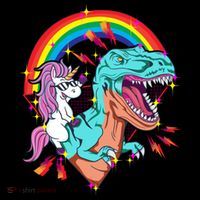 Unicorn Riding T Rex Rainbow Synthwave Dinosaur Gift Doggie Tank thumb 4