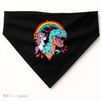 Unicorn Riding T Rex Rainbow Synthwave Dinosaur Gift USA-Made Doggie Bandana thumb 0