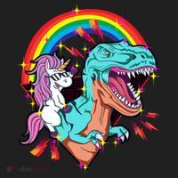 Unicorn Riding T Rex Rainbow Synthwave Dinosaur Gift Beanie thumb 2
