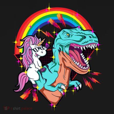 Unicorn Riding T Rex Rainbow Synthwave Dinosaur Gift Ladies PosiCharge Competitor Racerback Tank
