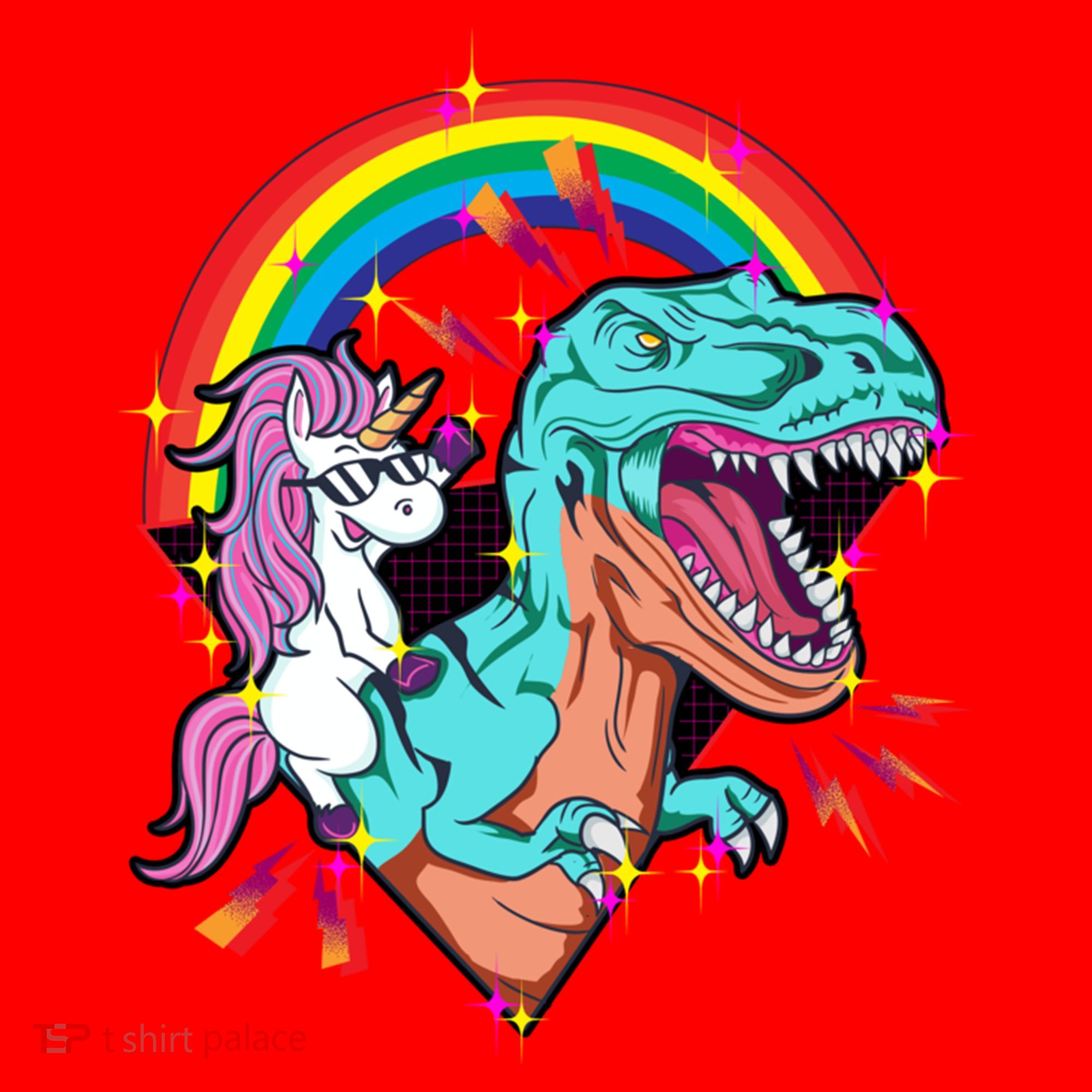 Unicorn Riding T Rex Rainbow Synthwave Dinosaur Gift Santa Hat