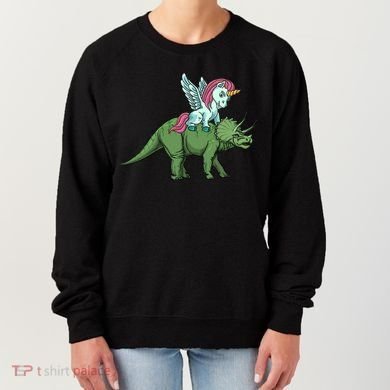 Unicorn Riding Triceratops Funny Dinosaurs Cool Gift Women's Sweatshirt