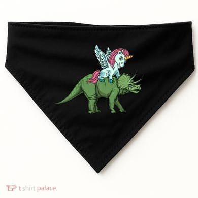 Unicorn Riding Triceratops Funny Dinosaurs Cool Gift USA-Made Doggie Bandana