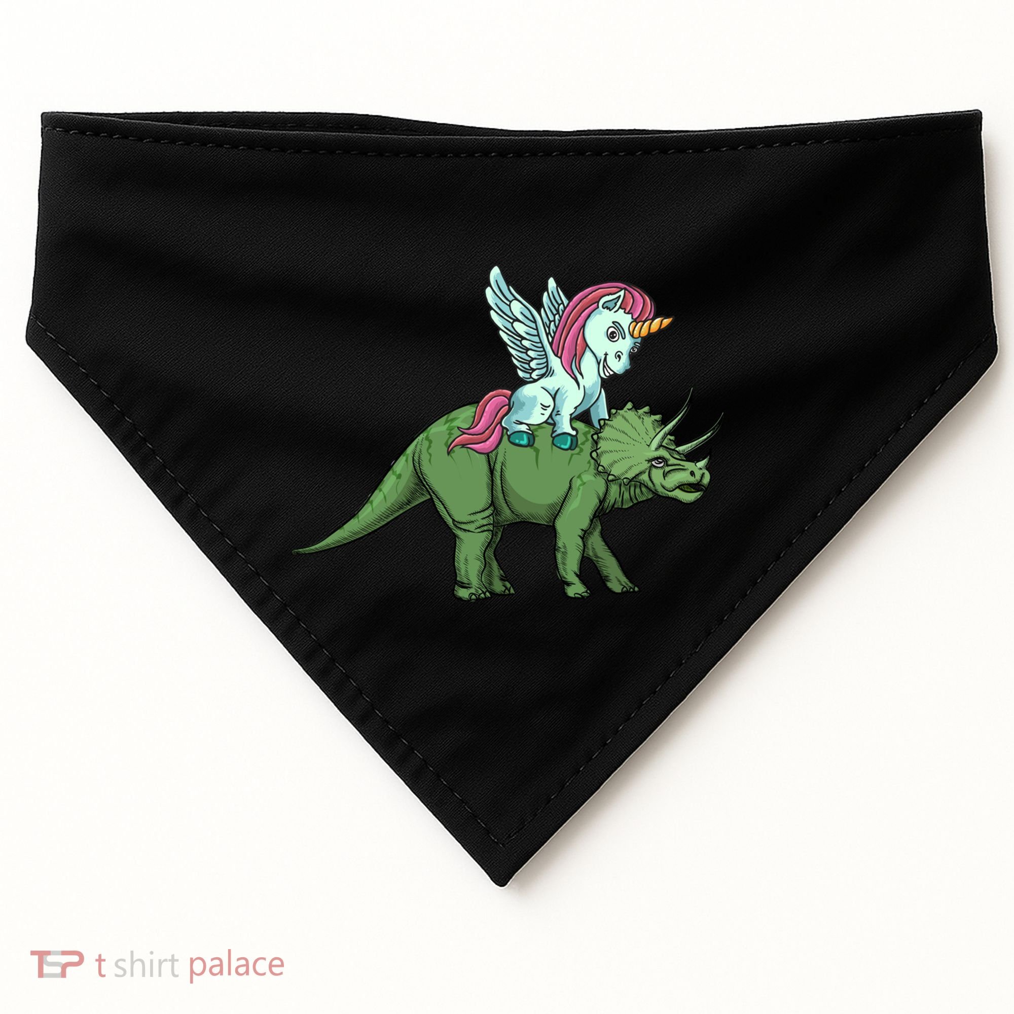 Unicorn Riding Triceratops Funny Dinosaurs Cool Gift USA-Made Doggie Bandana