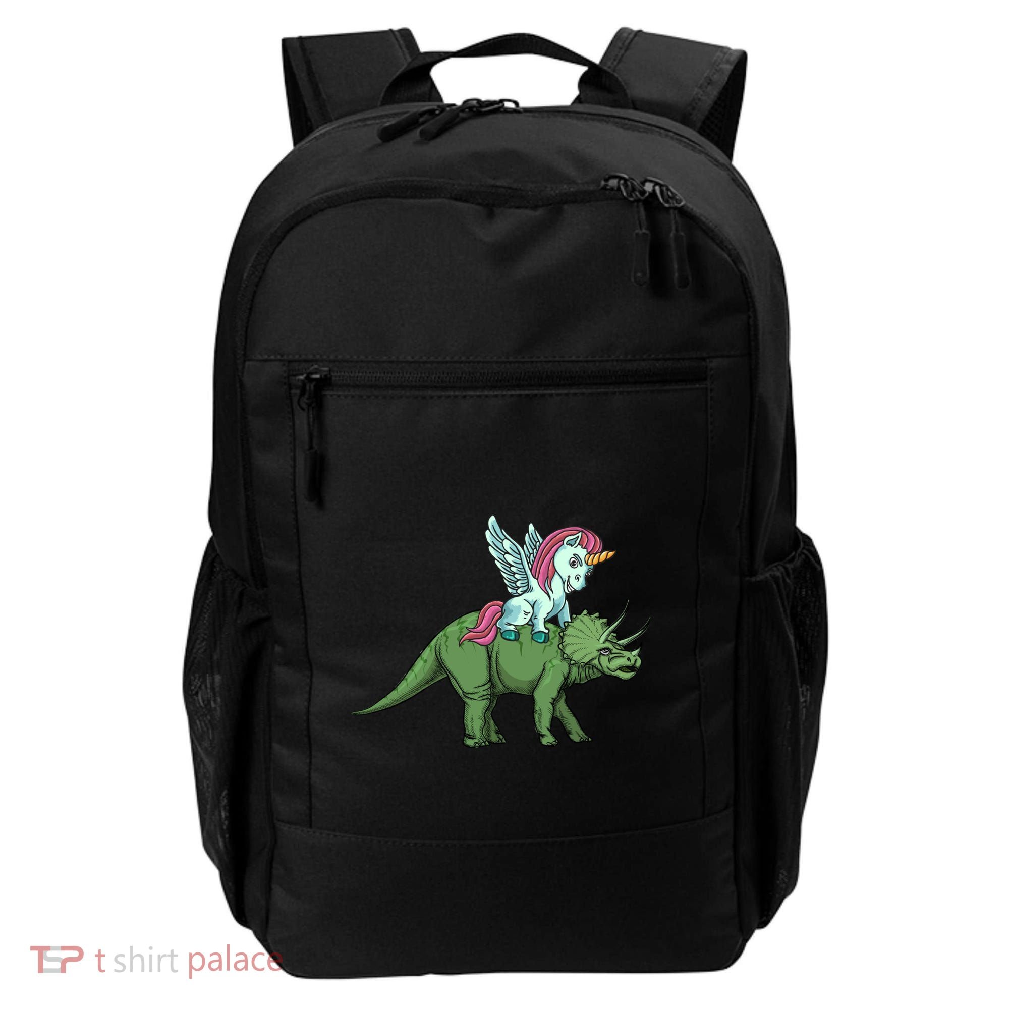 Unicorn Riding Triceratops Funny Dinosaurs Cool Gift Backpack