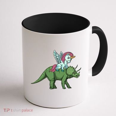 Unicorn Riding Triceratops Funny Dinosaurs Cool Gift Coffee Mug back