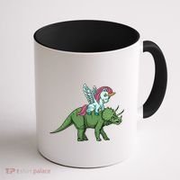 Unicorn Riding Triceratops Funny Dinosaurs Cool Gift Coffee Mug thumb 1
