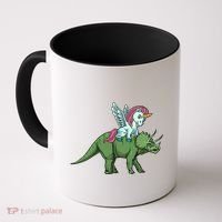 Unicorn Riding Triceratops Funny Dinosaurs Cool Gift Coffee Mug thumb 0