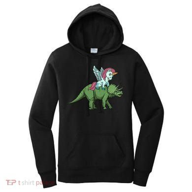 Unicorn Riding Triceratops Funny Dinosaurs Cool Gift Women's Hoodie