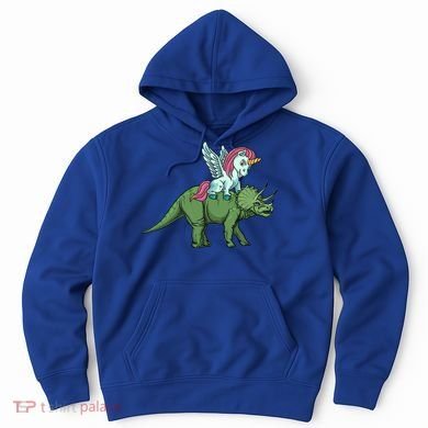 Unicorn Riding Triceratops Funny Dinosaurs Cool Gift Hoodie