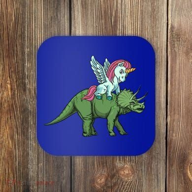 Unicorn Riding Triceratops Funny Dinosaurs Cool Gift Coaster