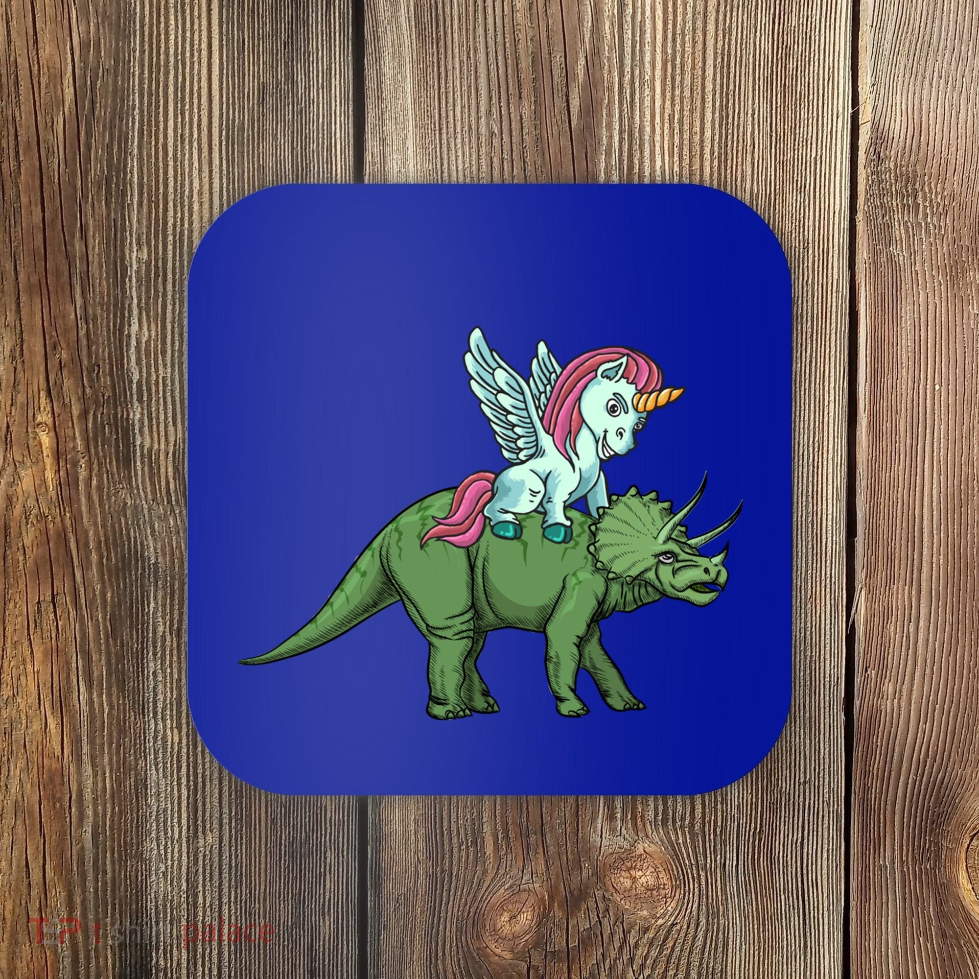 Unicorn Riding Triceratops Funny Dinosaurs Cool Gift Coaster