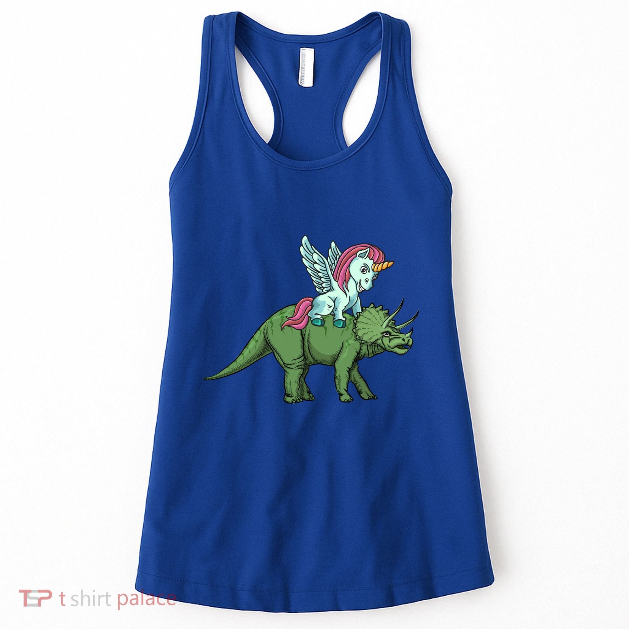 Unicorn Riding Triceratops Funny Dinosaurs Cool Gift Women's Tank Top