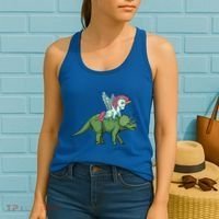 Unicorn Riding Triceratops Funny Dinosaurs Cool Gift Women's Tank Top thumb 2