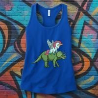 Unicorn Riding Triceratops Funny Dinosaurs Cool Gift Women's Tank Top thumb 3
