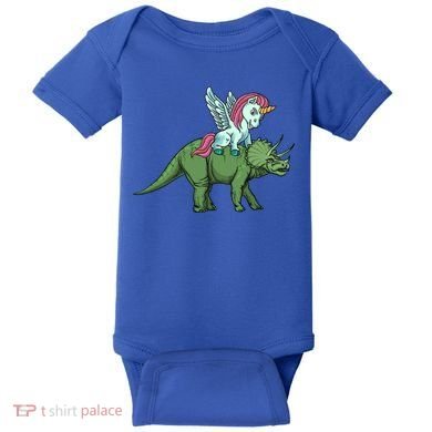 Unicorn Riding Triceratops Funny Dinosaurs Cool Gift Baby Bodysuit