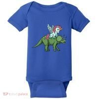 Unicorn Riding Triceratops Funny Dinosaurs Cool Gift Baby Bodysuit thumb 0