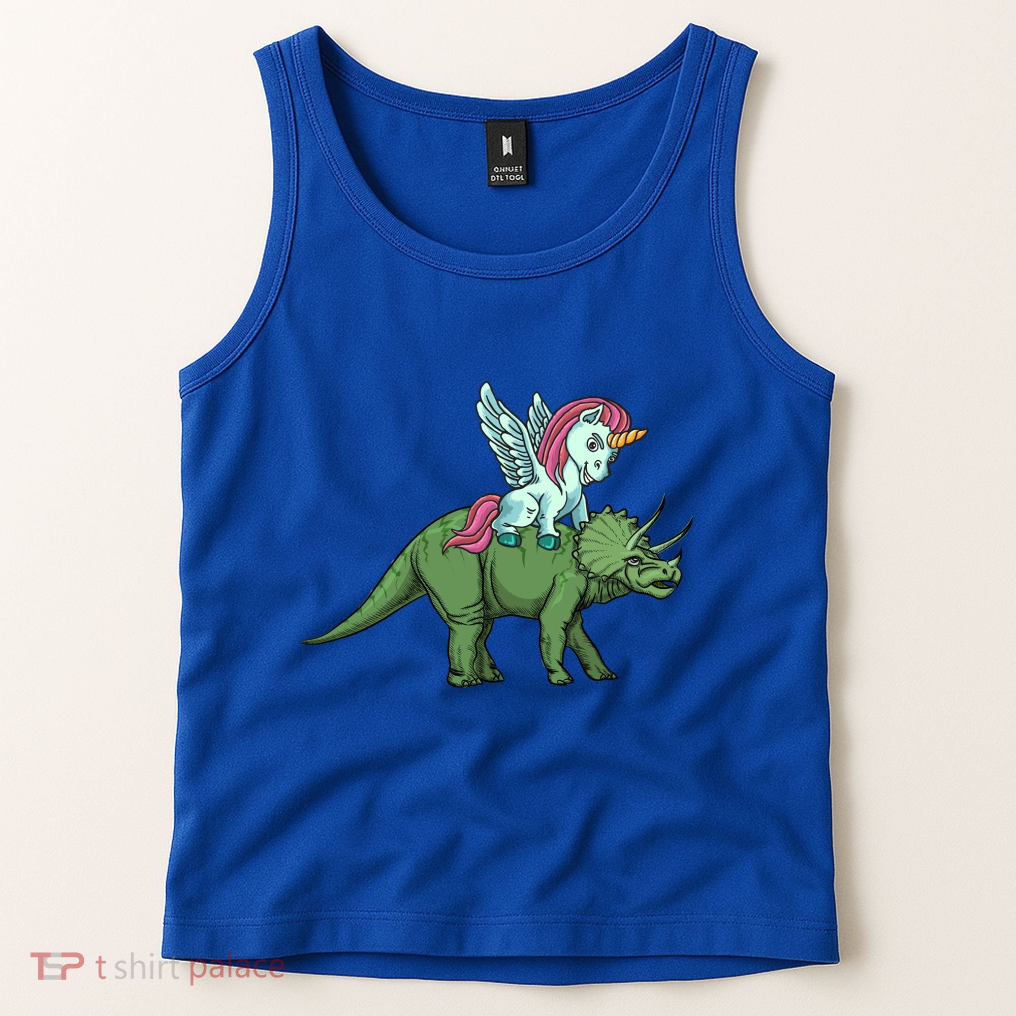 Unicorn Riding Triceratops Funny Dinosaurs Cool Gift Tank Top