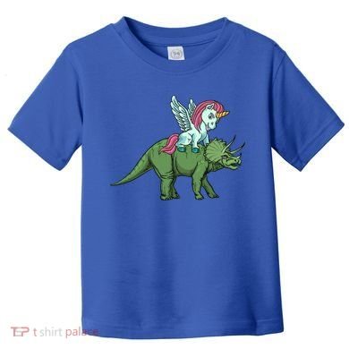 Unicorn Riding Triceratops Funny Dinosaurs Cool Gift Toddler T-Shirt