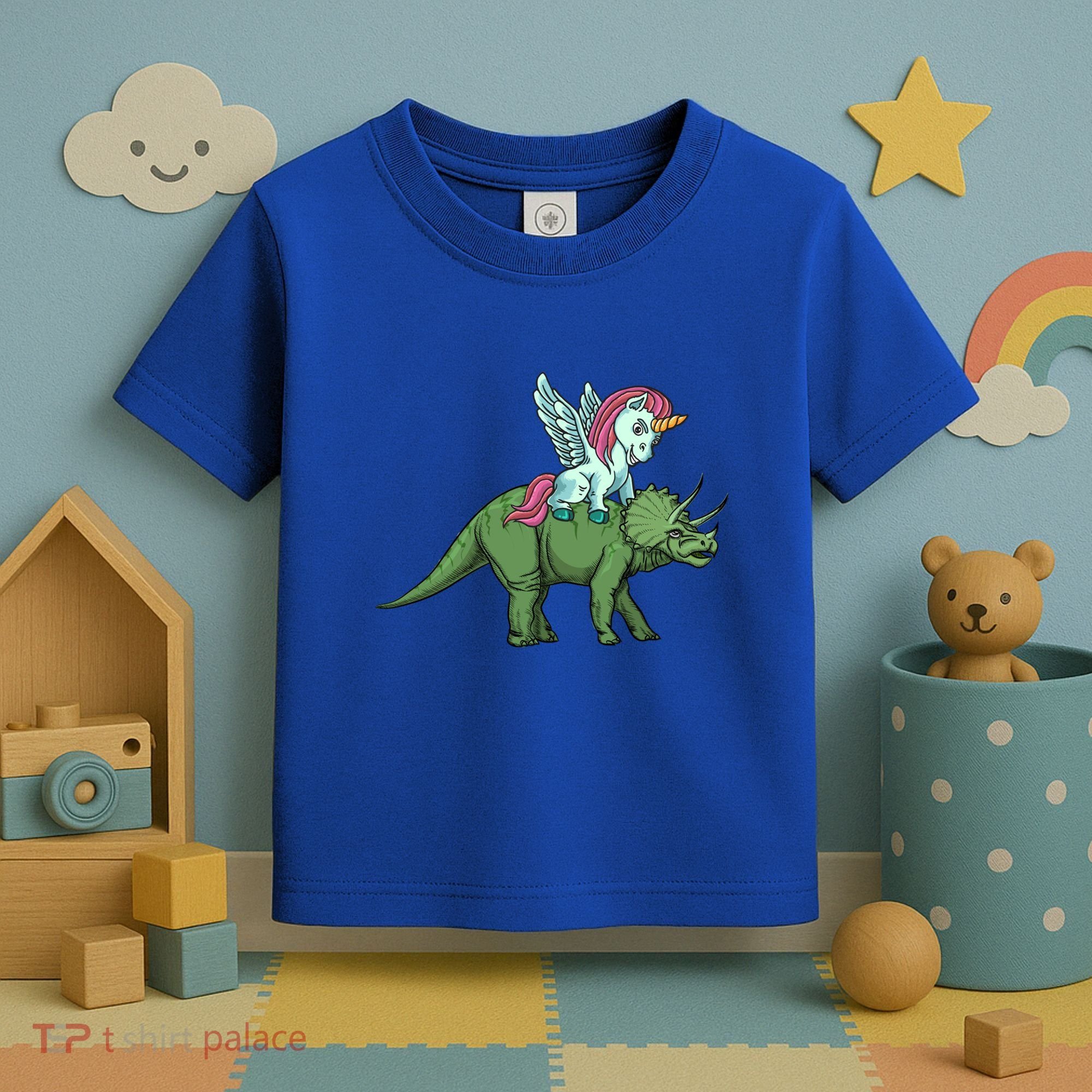 Unicorn Riding Triceratops Funny Dinosaurs Cool Gift Toddler T-Shirt