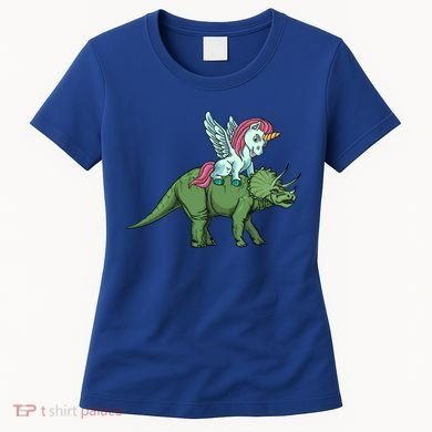Unicorn Riding Triceratops Funny Dinosaurs Cool Gift Women's T-Shirt