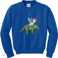Unicorn Riding Triceratops Funny Dinosaurs Cool Gift Kids Sweatshirt thumb 0