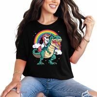 Unicorn Riding T Rex Dinosaur Rainbow Comfort Colors T-Shirt thumb 0