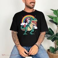 Unicorn Riding T Rex Dinosaur Rainbow Comfort Colors T-Shirt thumb 3
