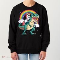 Unicorn Riding T Rex Dinosaur Rainbow Women's Sweatshirt thumb 0