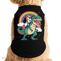 Unicorn Riding T Rex Dinosaur Rainbow Doggie Tank thumb 0