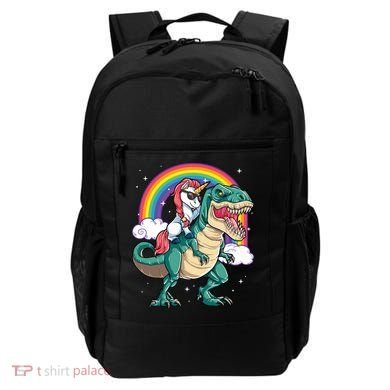 Unicorn Riding T Rex Dinosaur Rainbow Backpack