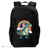 Unicorn Riding T Rex Dinosaur Rainbow Backpack thumb 0