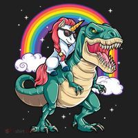 Unicorn Riding T Rex Dinosaur Rainbow Beanie thumb 2