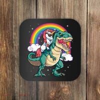 Unicorn Riding T Rex Dinosaur Rainbow Coaster thumb 0
