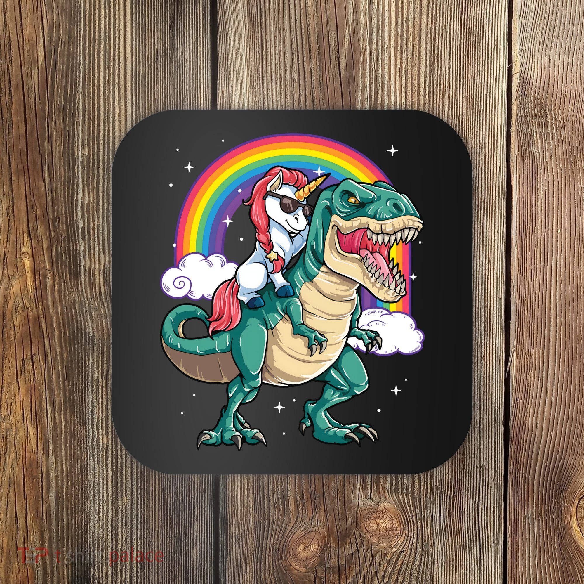 Unicorn Riding T Rex Dinosaur Rainbow Coaster
