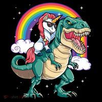 Unicorn Riding T Rex Dinosaur Rainbow Coaster thumb 2