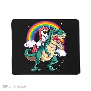 Unicorn Riding T Rex Dinosaur Rainbow Mousepad