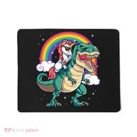 Unicorn Riding T Rex Dinosaur Rainbow Mousepad thumb 0