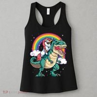 Unicorn Riding T Rex Dinosaur Rainbow Women's Tank Top thumb 3