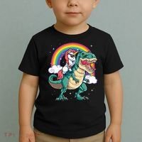 Unicorn Riding T Rex Dinosaur Rainbow Toddler T-Shirt thumb 2