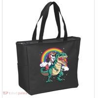 Unicorn Riding T Rex Dinosaur Rainbow Tote Bag thumb 2
