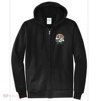 Unicorn Riding T Rex Dinosaur Rainbow Full Zip Hoodie thumb 0