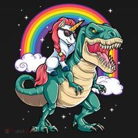 Unicorn Riding T Rex Dinosaur Rainbow Full Zip Hoodie thumb 2