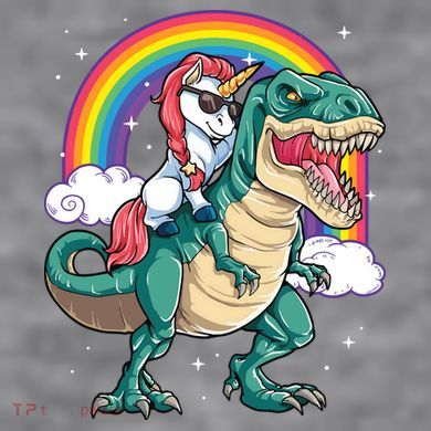 Unicorn Riding T Rex Dinosaur Rainbow Women's Racerback Cropped Tank