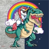Unicorn Riding T Rex Dinosaur Rainbow Kids Colorblock Raglan Jersey thumb 2
