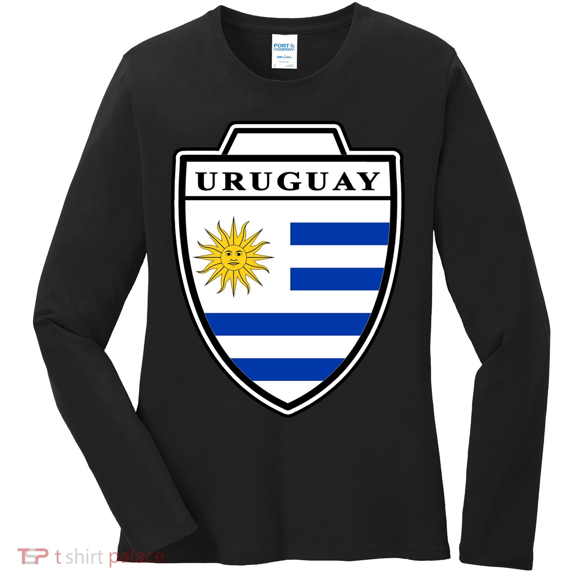 Uruguay Country Soccer Crest Women's Long Sleeve Shirt